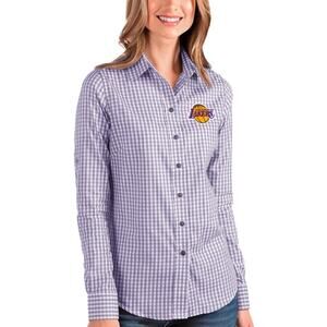 Los Angeles Lakers Antigua Purple/White Structure Button-Up Long Sleeve